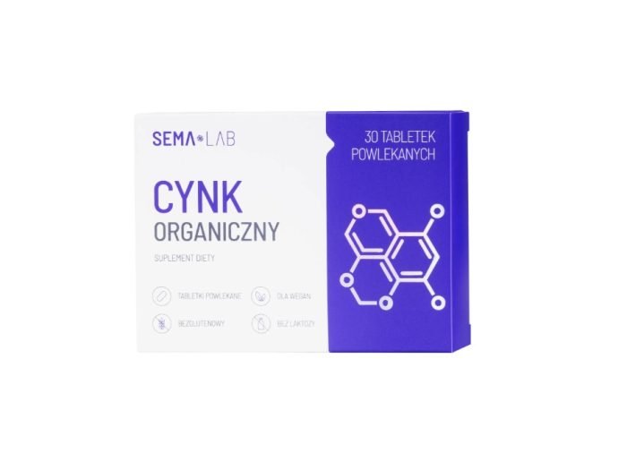 SEMA Lab Cynk organiczny, 30 tabletek powlekanych