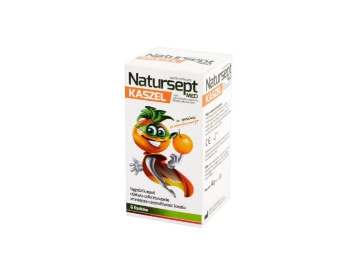 Natursept Med Kaszel, lizaki powyżej 3 roku, smak pomarańczowy, 6 sztuk