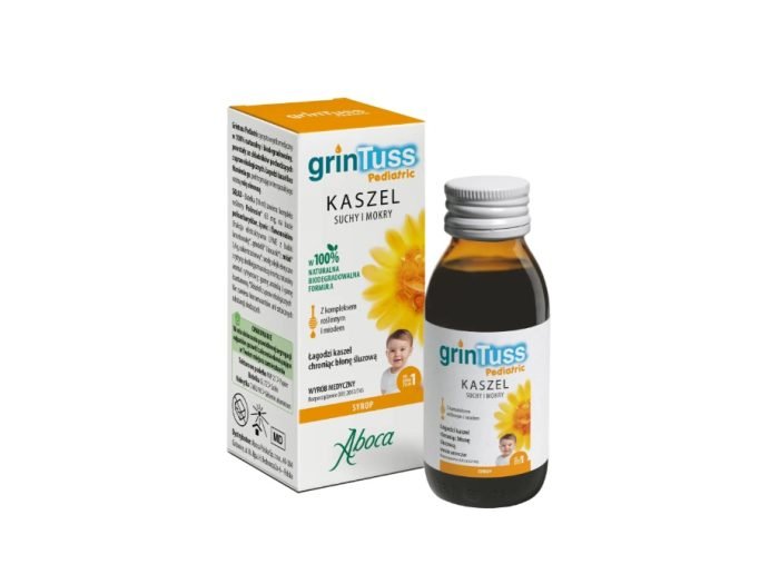 GrinTuss Pediatric, kaszel suchy i mokry, syrop dla dzieci powyżej 1 roku życia, 128 g