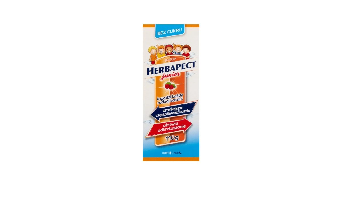 Herbapect Junior, syrop dla dzieci od 1 roku życia, smak malinowy, 110 g