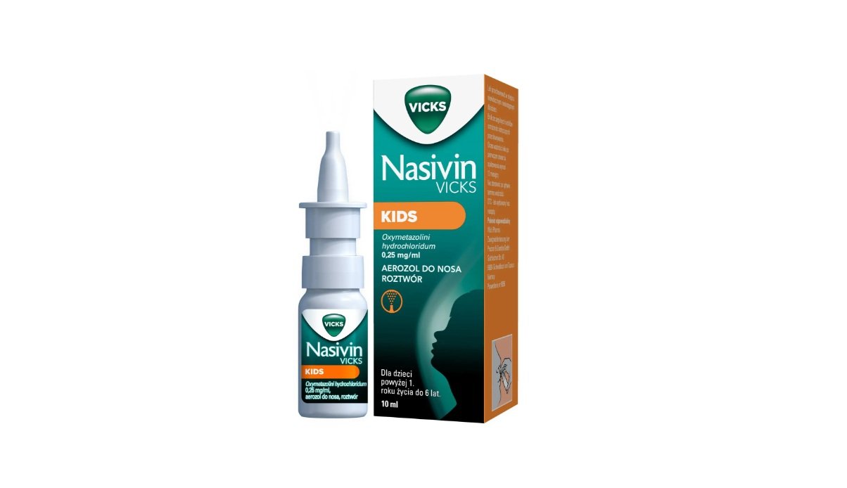 Nasivin Vicks Kids 0,25 mg/ml, aerozol do nosa, dla dzieci od 1 do 6 lat, 10 ml