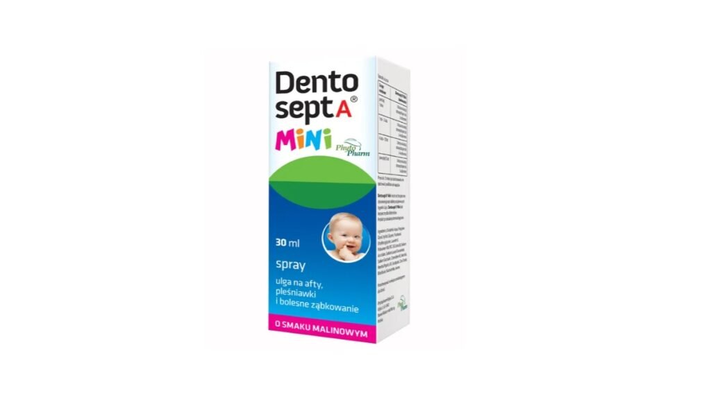 Dentosept A Mini spray, ulga na afty, pleśniawki i bolesne ząbkowanie, smak malinowy, 30 ml