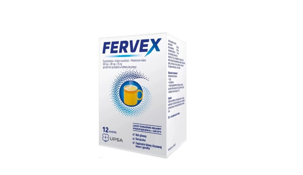 Fervex 500 mg + 200 mg + 25 mg, granulat do sporządzania roztworu doustnego, 12 saszetek