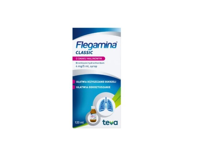 Flegamina 4 mg/ 5 ml, syrop, smak malinowy, 120 ml