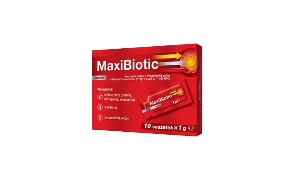 Maxibiotic (5 mg + 5000 UI + 400 UI)/ g, maść, 1 g x 10 saszetek