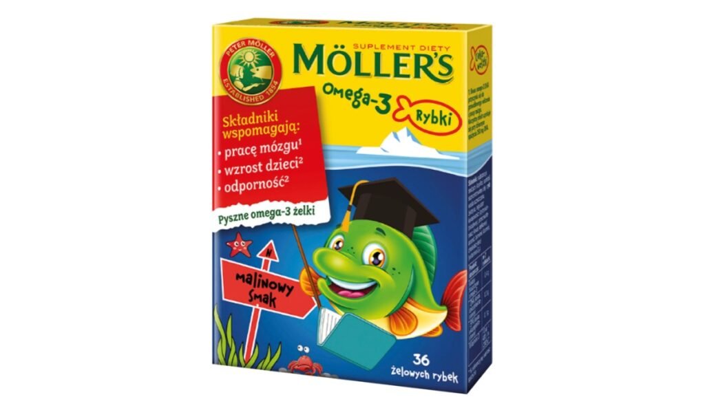 Mollers Omega-3 Rybki, żelki, smak malinowy, 36 sztuk