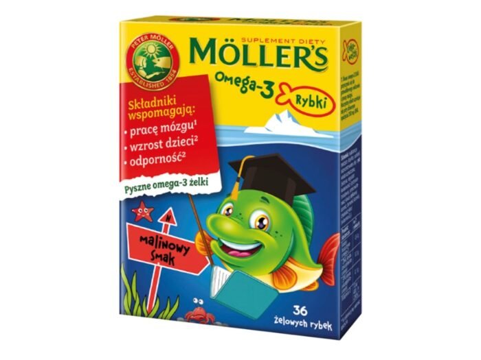 Mollers Omega-3 Rybki, żelki, smak malinowy, 36 sztuk