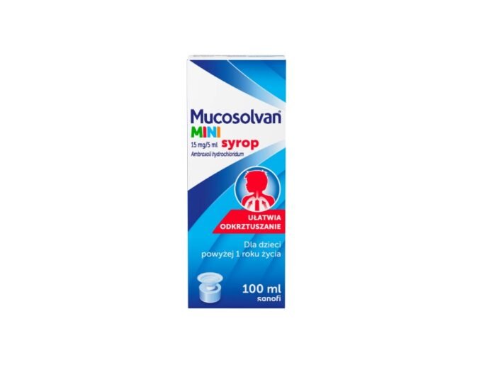 Mucosolvan Mini 15 mg/5 ml, syrop dla dzieci powyżej 1 roku, smak owoców leśnych, 100 ml