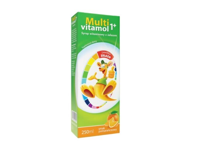 Multivitamol 1+, syrop witaminowy z żelazem dla dzieci od 1 roku, smak pomarańczowy, 250 ml