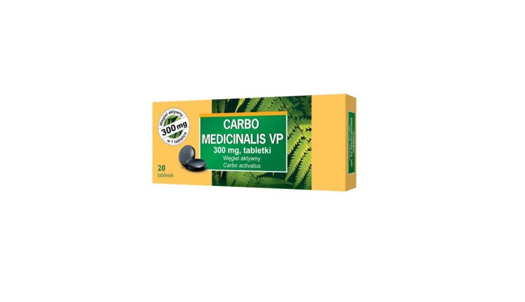 Carbo medicinalis VP 300 mg, węgiel aktywny, 20 tabletek