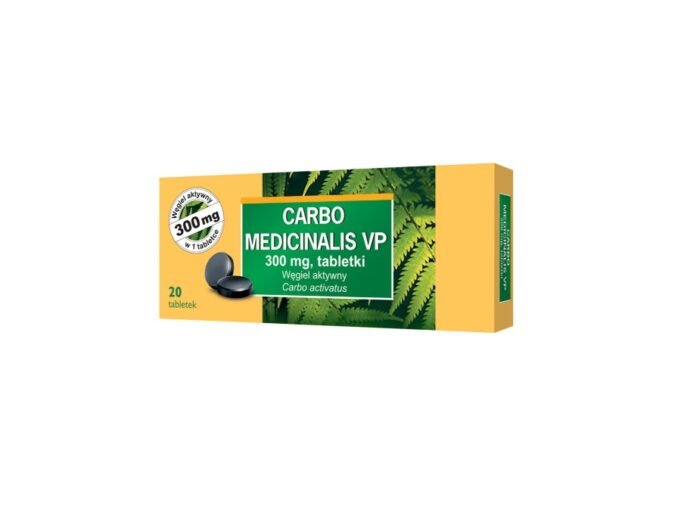 Carbo medicinalis VP 300 mg, węgiel aktywny, 20 tabletek